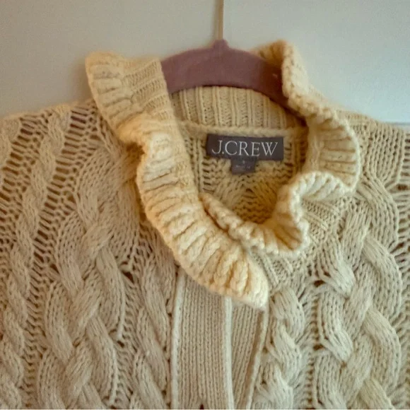 J. Crew Cable Knit Cream Cardigan